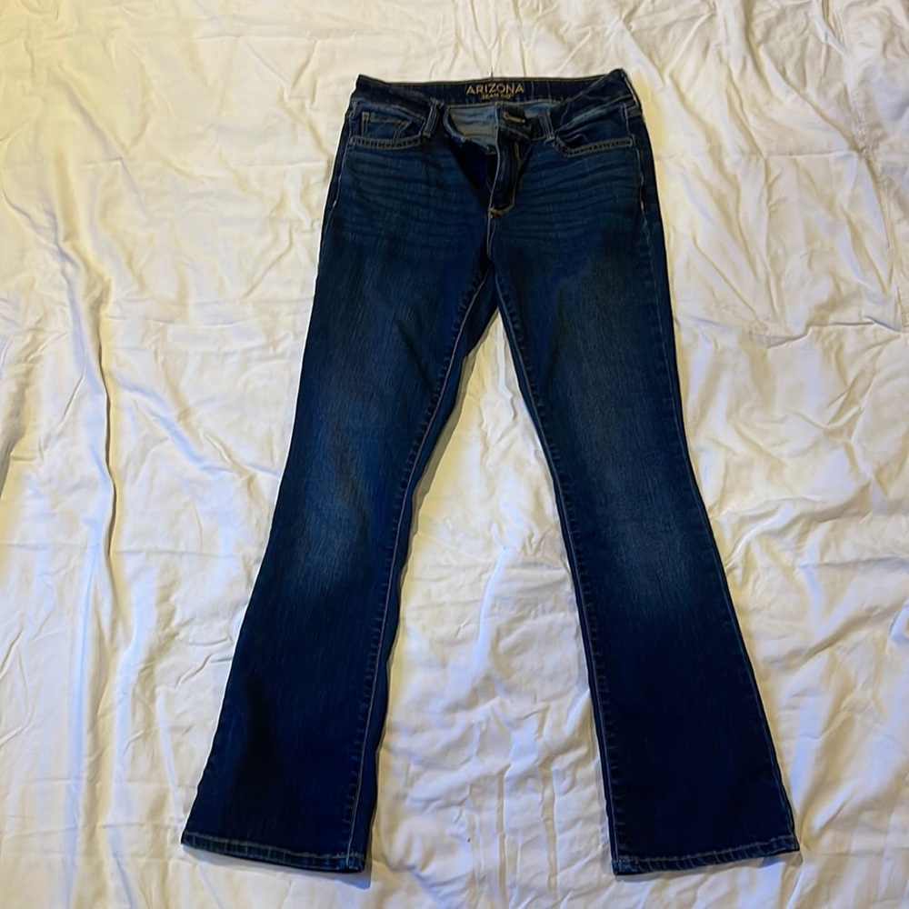 Wide leg blue jeans